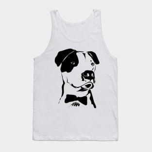 Cute Pit Bull Drawing in Black and White with a Bow Tie Tank Top